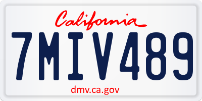 CA license plate 7MIV489