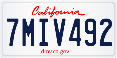 CA license plate 7MIV492