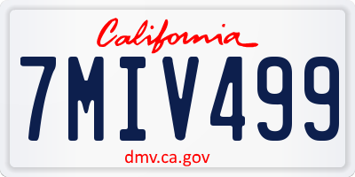 CA license plate 7MIV499