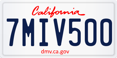 CA license plate 7MIV500