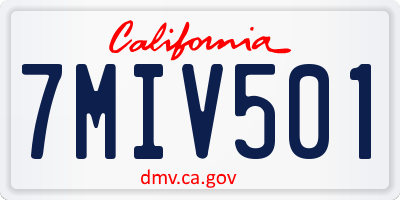 CA license plate 7MIV501