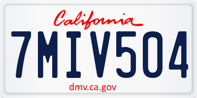 CA license plate 7MIV504