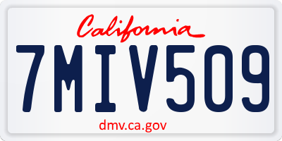 CA license plate 7MIV509