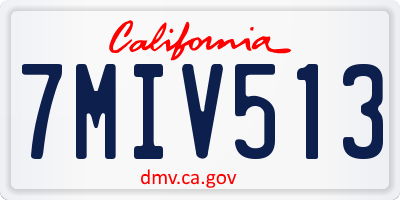 CA license plate 7MIV513