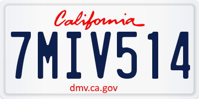 CA license plate 7MIV514