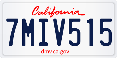 CA license plate 7MIV515