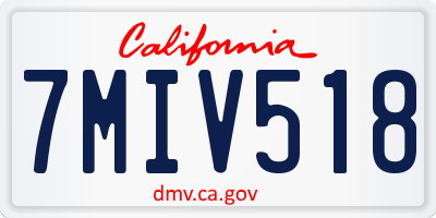 CA license plate 7MIV518