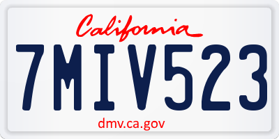 CA license plate 7MIV523
