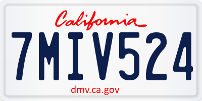 CA license plate 7MIV524