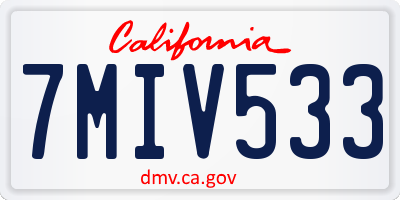 CA license plate 7MIV533