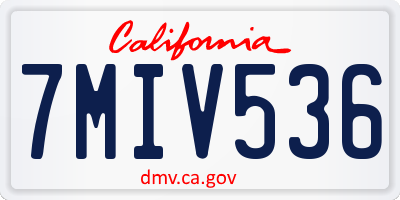 CA license plate 7MIV536