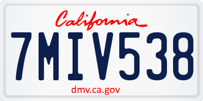 CA license plate 7MIV538