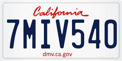 CA license plate 7MIV540