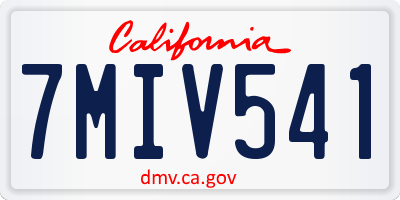 CA license plate 7MIV541