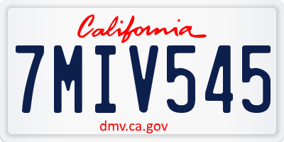 CA license plate 7MIV545