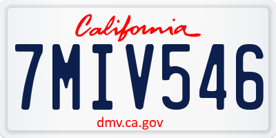 CA license plate 7MIV546