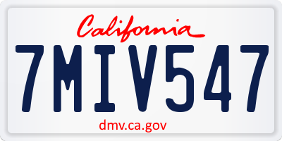 CA license plate 7MIV547