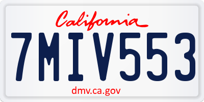 CA license plate 7MIV553