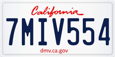 CA license plate 7MIV554