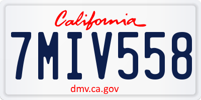 CA license plate 7MIV558
