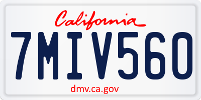 CA license plate 7MIV560