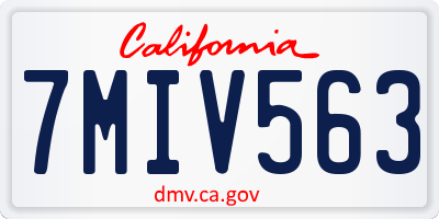 CA license plate 7MIV563