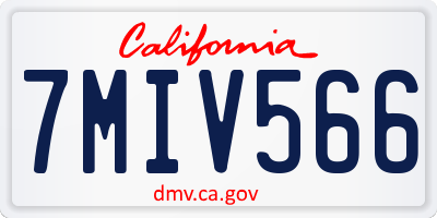 CA license plate 7MIV566