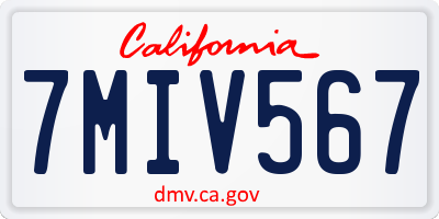 CA license plate 7MIV567