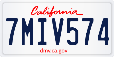 CA license plate 7MIV574