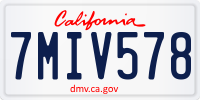 CA license plate 7MIV578