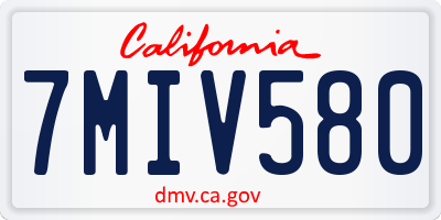 CA license plate 7MIV580