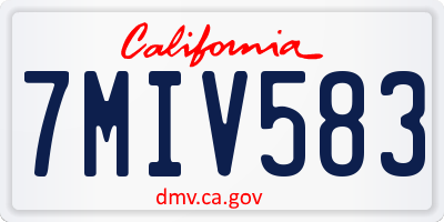 CA license plate 7MIV583