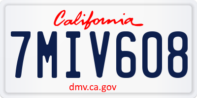 CA license plate 7MIV608