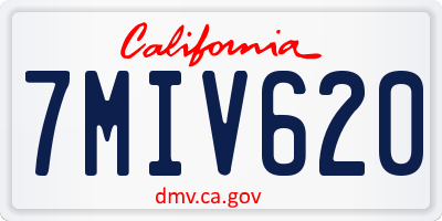 CA license plate 7MIV620