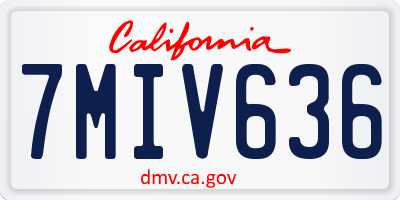 CA license plate 7MIV636