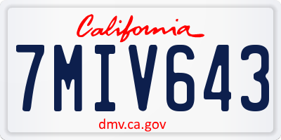 CA license plate 7MIV643