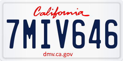 CA license plate 7MIV646