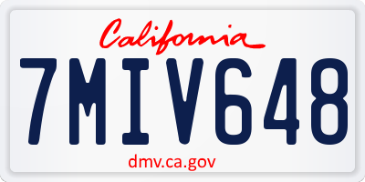 CA license plate 7MIV648