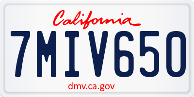 CA license plate 7MIV650
