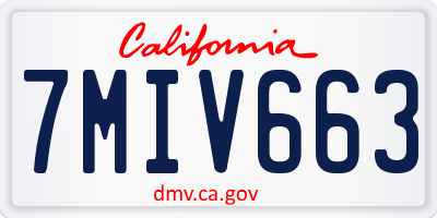 CA license plate 7MIV663