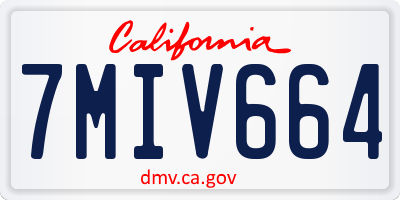 CA license plate 7MIV664