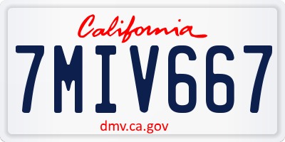 CA license plate 7MIV667