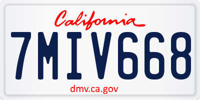 CA license plate 7MIV668