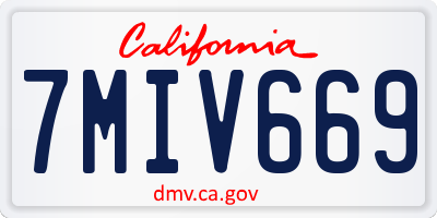 CA license plate 7MIV669