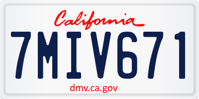 CA license plate 7MIV671