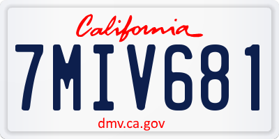 CA license plate 7MIV681