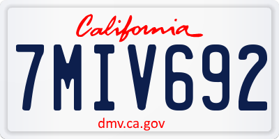 CA license plate 7MIV692