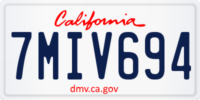 CA license plate 7MIV694