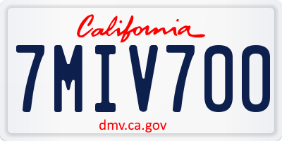 CA license plate 7MIV700
