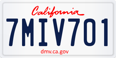 CA license plate 7MIV701